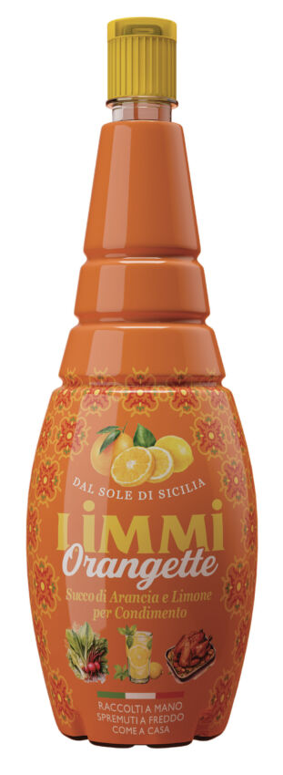 Limmi Orangette Sicilian orange and lemon juice bottle, Italian Food Awards 2026 finalist product packaging.