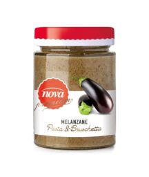 Salsa vegetale di melanzane Nova Funghi. Vasetto di crema spalmabile per pasta e bruschette.
