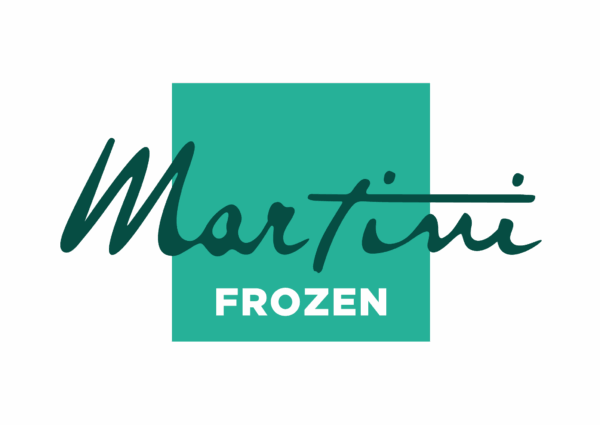 Logo Martini Frozen: anteprima 2026. Design con scritta Martini e scritta Frozen su sfondo verde.