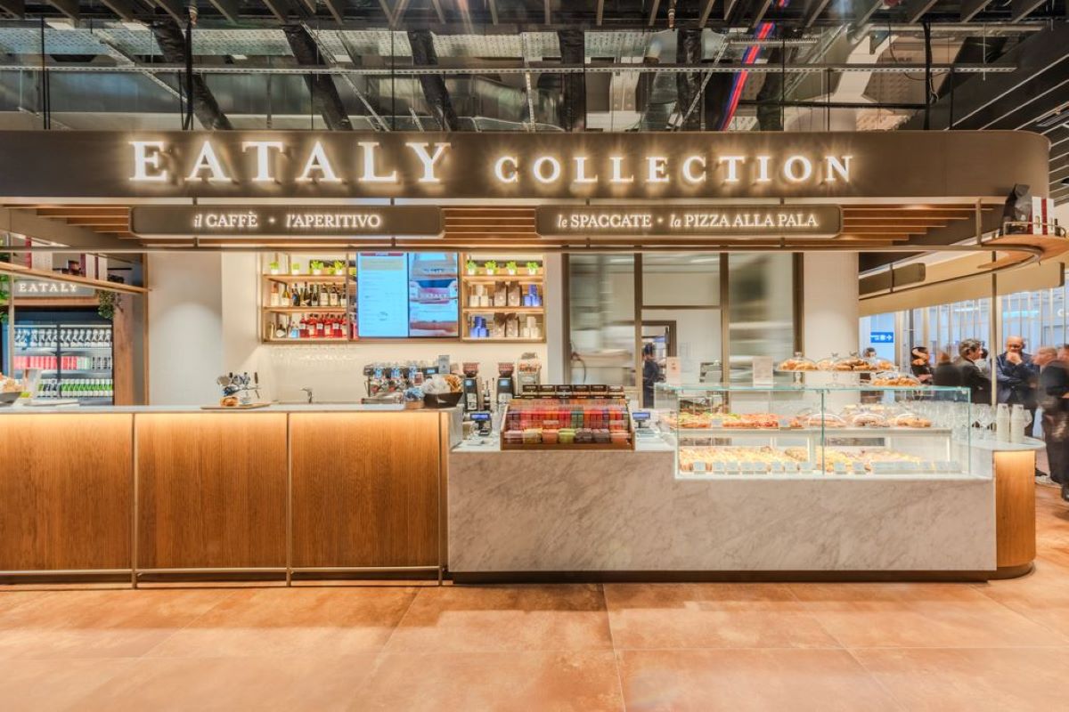 Eataly Collection a Linate: bar, caffè, pizza alla pala e specialità italiane.