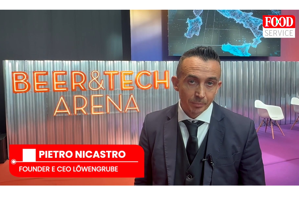 Pietro Nicastro, CEO Löwengrube, a Beer&Tech Arena. Format compatto Löwengrube per Food Attraction 2026.