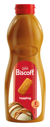 Topping Biscoff 1kg. Salsa caramellata Lotus Biscoff, ideale per dessert e gelati. Gusto biscotto caramellato.