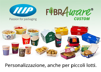 Packaging alimentare personalizzato ILIP e FibraAware. Contenitori take away per ristorazione, eco-friendly e design su misura.