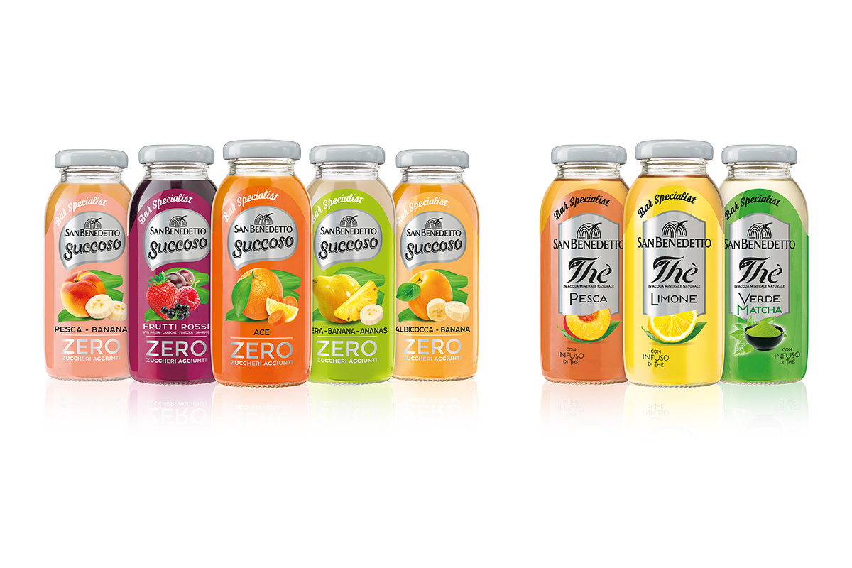San Benedetto Bar Specialist: Succhi e Thè per baristi. Sucoso Zero e Thè con infuso.