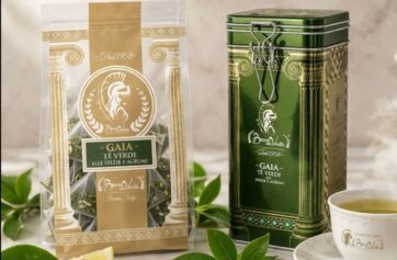 Tè verde Bocca della Verità Gaia: confezione e latta. Infusi alle spezie e agrumi.