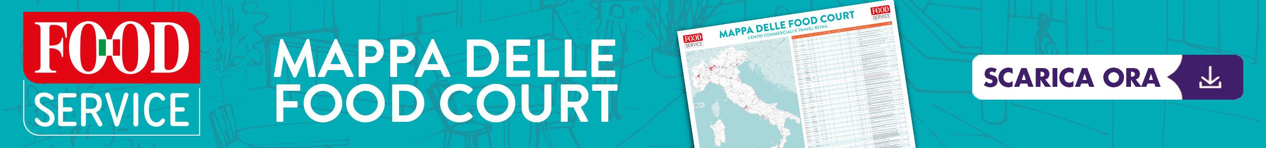 Mappa Food Court 2026. Scarica la guida ai migliori food court in Italia. Food service e ristorazione.