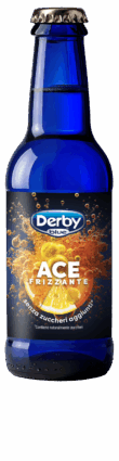 Bottiglia blu Derby Blue ACE Frizzante 200ml. Bevanda ACE con frutta, senza zuccheri aggiunti.