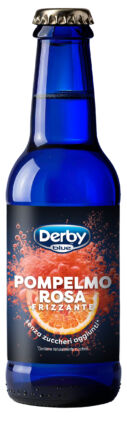 Bottiglia Derby Blue Pompelmo Rosa Frizzante 200ml. Bevanda senza zuccheri aggiunti, gusto rinfrescante.