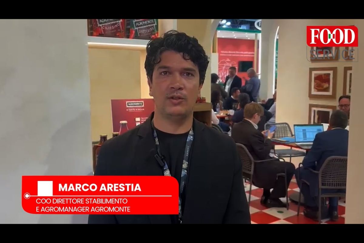 Marco Arestia di Agromonte a Tuttofood. Food service e prodotti tipici siciliani.