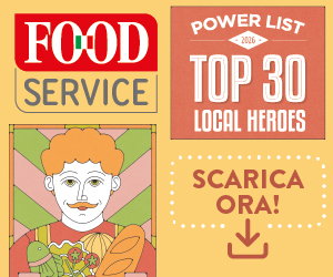 Banner Food Service 2026: Power List Top 30 Local Heroes, illustrazione di un artigiano alimentare e pulsante Scarica Ora.