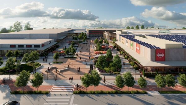 Rendering del progetto di riqualificazione ed estensione del centro commerciale Romagna Shopping Valley di Klépierre.
