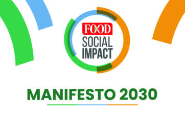 Logo Food Social Impact e scritta Manifesto 2030 per sostenibilità alimentare