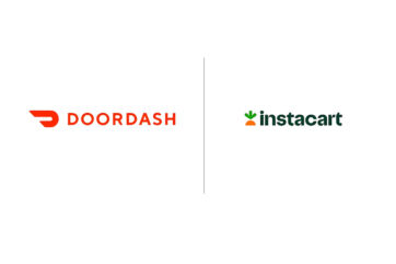 Loghi DoorDash e Instacart separati da una linea: acquisizione da 17 miliardi di dollari nel mercato delivery