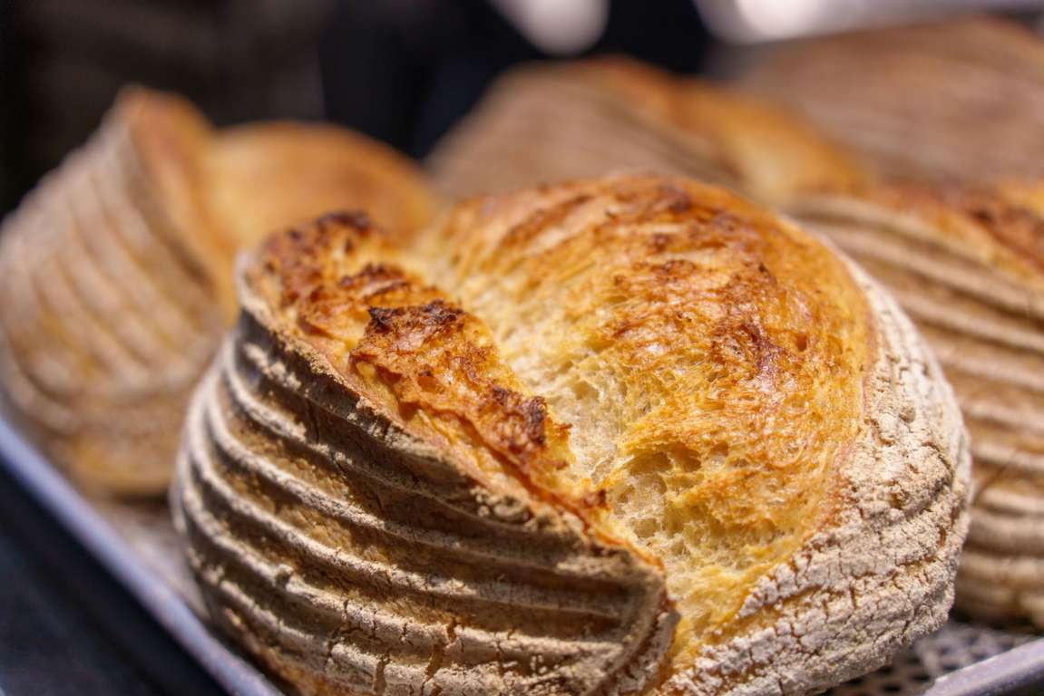 Pane artigianale integrale e senza glutine in primo piano, simbolo della Giornata Mondiale del Pane nel fuori casa