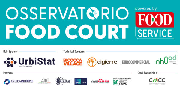Osservatorio Food Court Bicocca Village: loghi sponsor e partner del progetto powered by Food Service.