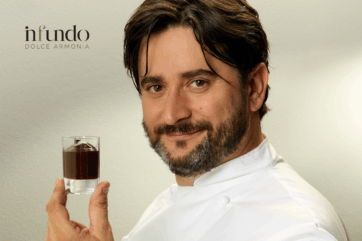 Marco Pedron e il suo segreto: ganache vellutata con Infundo Carafin. Chef con cioccolato.