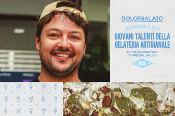 Riccardo Eboli, giovane talento gelateria artigianale. Gelato artigianale con pistacchio e nocciole.