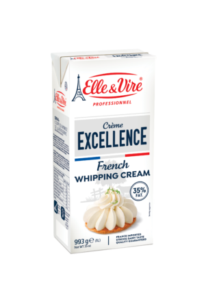 Flan dal cuore morbido Panna montata Elle & Vire per flan, ideale per dolci e dessert. Crema Excellence francese al 35% di grassi.