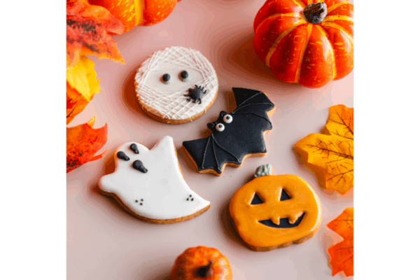Dolci di Halloween: fantasmi, zucche, mummie e pipistrelli. Biscotti decorati per la festa più spaventosa dell'anno.
