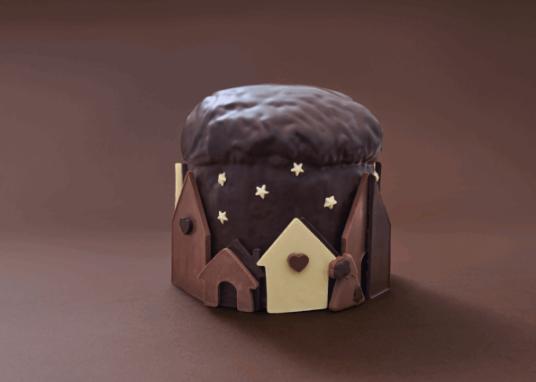 Panettone artigianale 3 cioccolati Solbiati, collezione Natale 2025. Lievitato d'autore con decorazioni di cioccolato.