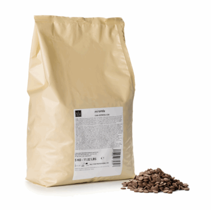 Miranda cioccolato al latte: sacco da 5kg e gocce di cioccolato. Ideale per panettone al caffè.
