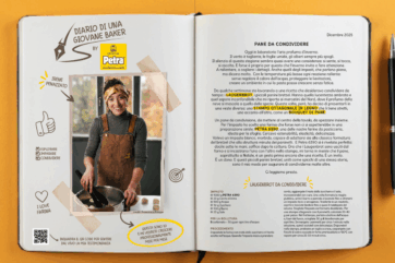 Diario di una giovane baker: ricetta pane Laugenbrot. Donna sorridente prepara impasto con farina Petra. Pane da condividere.