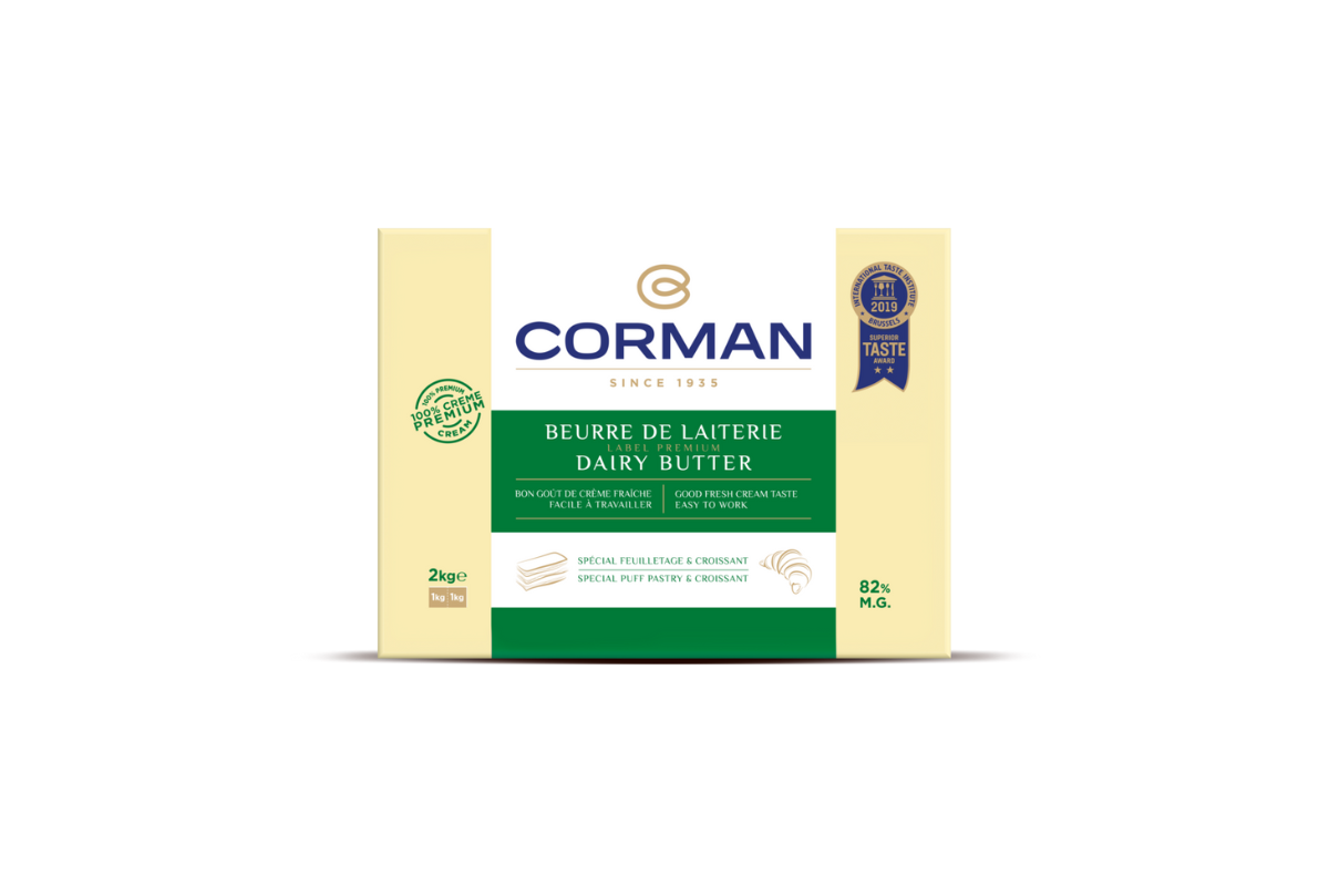 Burro Corman: gusto autentico di panna per ogni ricetta. Ideale per pasticceria e croissant.