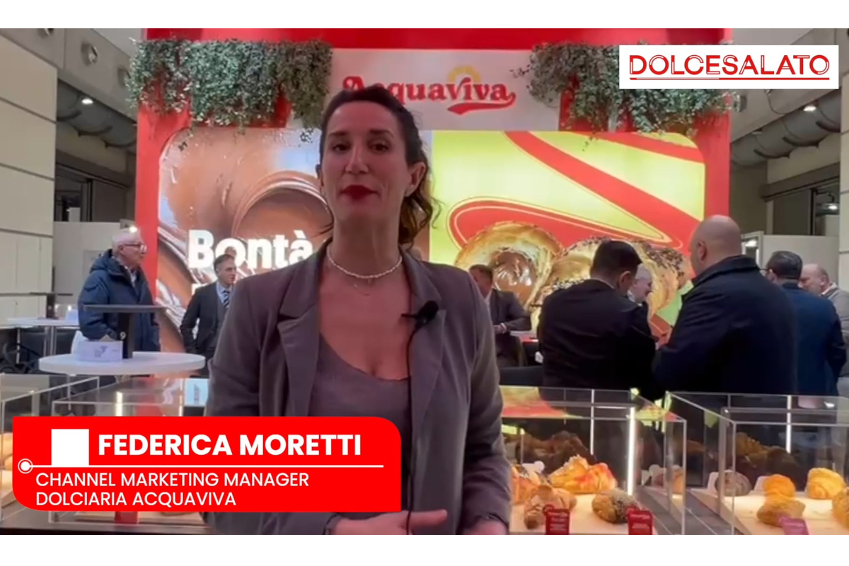 Federica Moretti (Dolciaria Acquaviva) a Sigep 2026. Stand con prodotti bakery e vegan. Focus su innovazione e qualità.