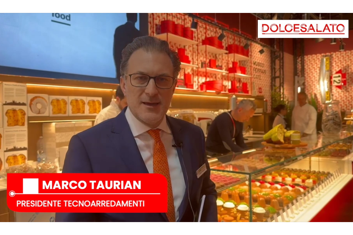 Marco Taurian, Presidente Tecnoarredamenti, a Sigep 2026. Arredamento stand con dolci e design esclusivo.