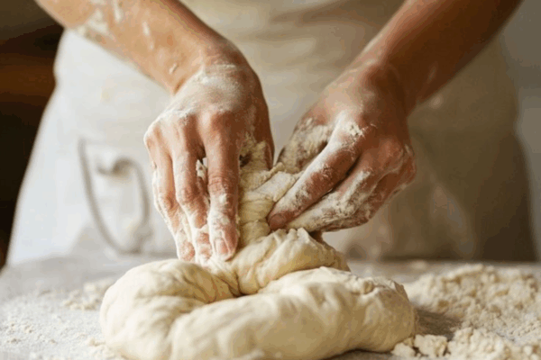 Mani che impastano: arte bianca, farina, AIBI a Sigep.