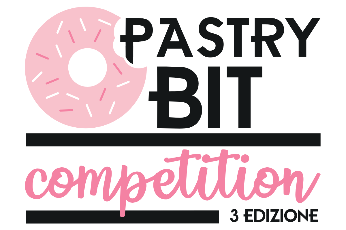 Logo Pastry Bit Competition: donut rosa, competizione di pasticceria, terza edizione.