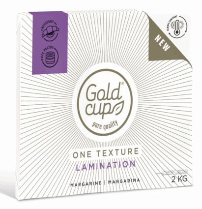 Margarina vegana Gold Cup per pasticceria e croissant. Prodotto di alta qualità per ricette vegane.