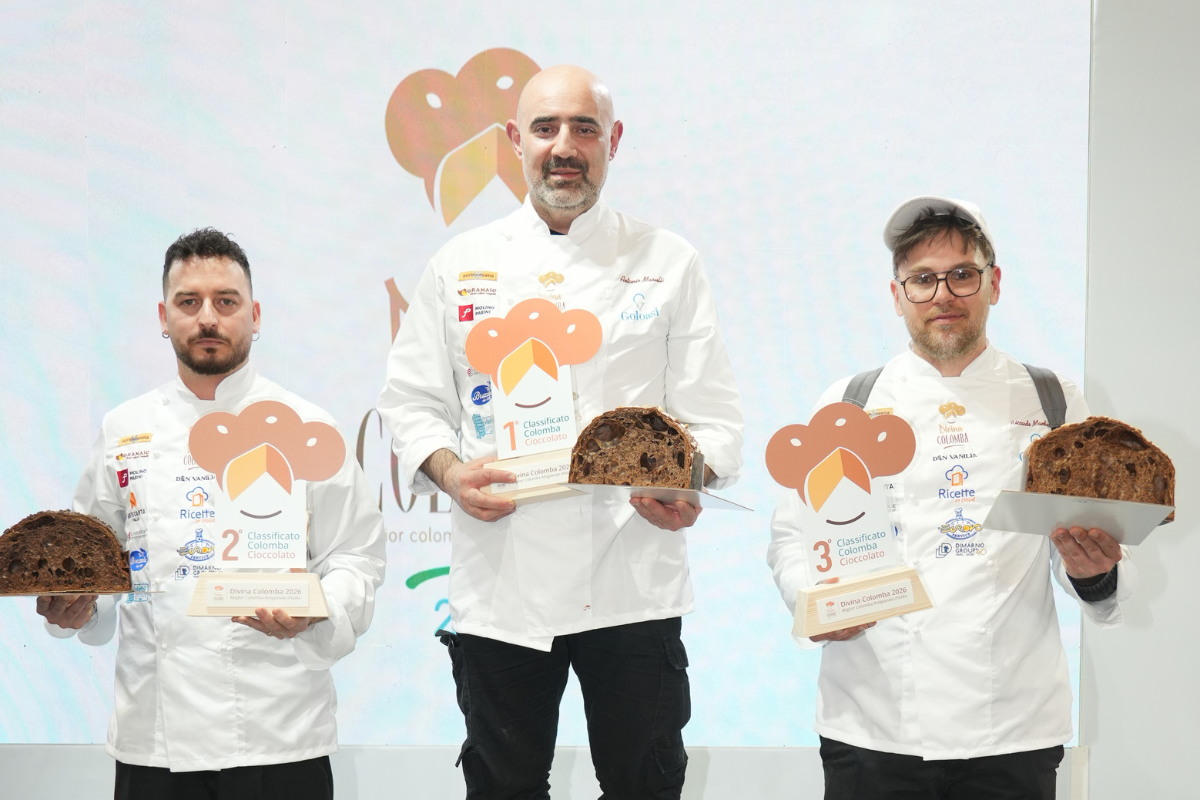 Podio Divina Colomba Cioccolato 2026: Tosi, Masulli, Chiumento premiati. Panettoni artigianali al cioccolato.