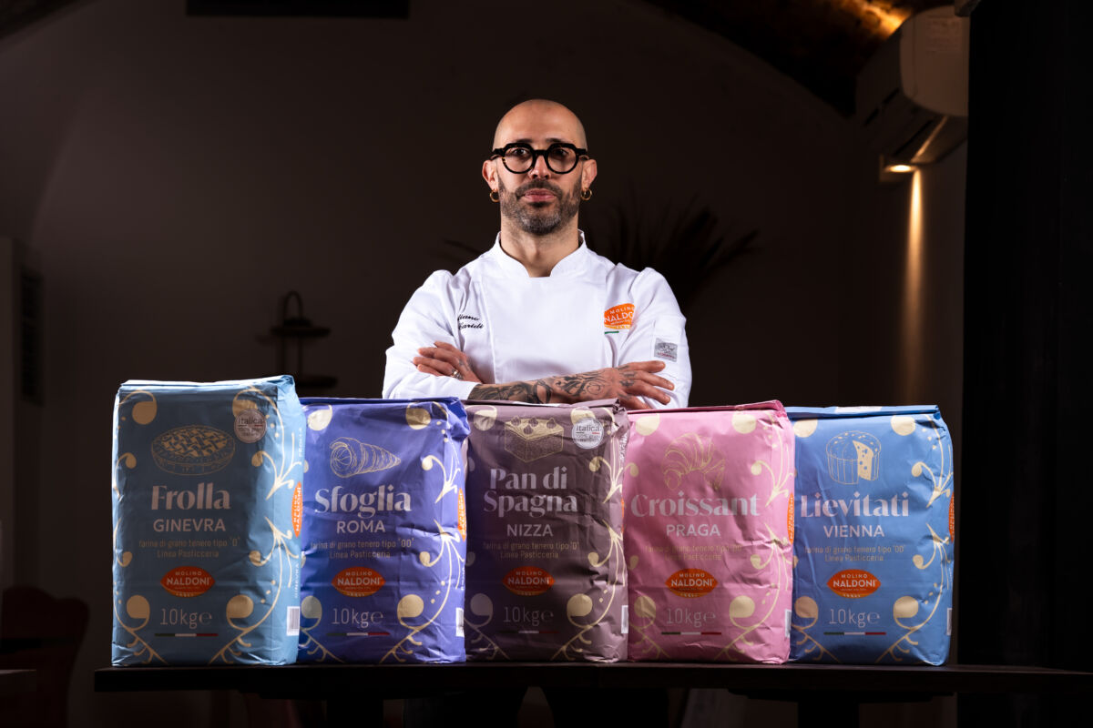 Sebastiano Caridi e farine Molino Naldoni per pasticceria: frolla, sfoglia, pan di Spagna, croissant e lievitati.
