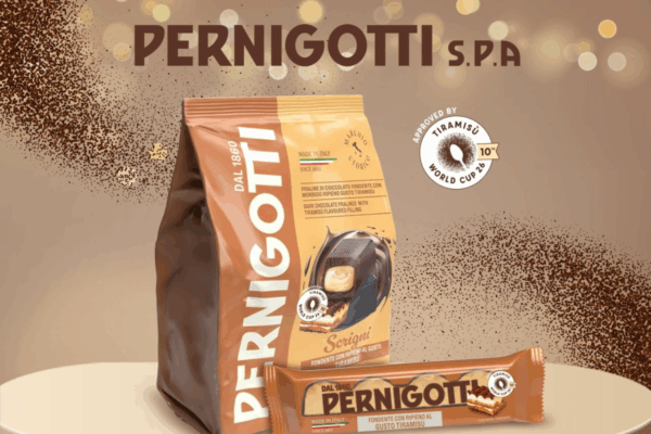 Pernigotti sponsor Tiramisù World Cup. Praline e barrette di cioccolato fondente al tiramisù Pernigotti, dal 1860.