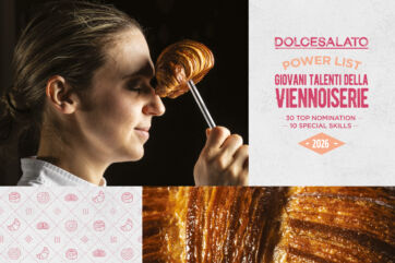 Camilla Guarneri, giovane talento della viennoiserie, tiene un croissant su uno stecco per la Power List di Dolcesalato.