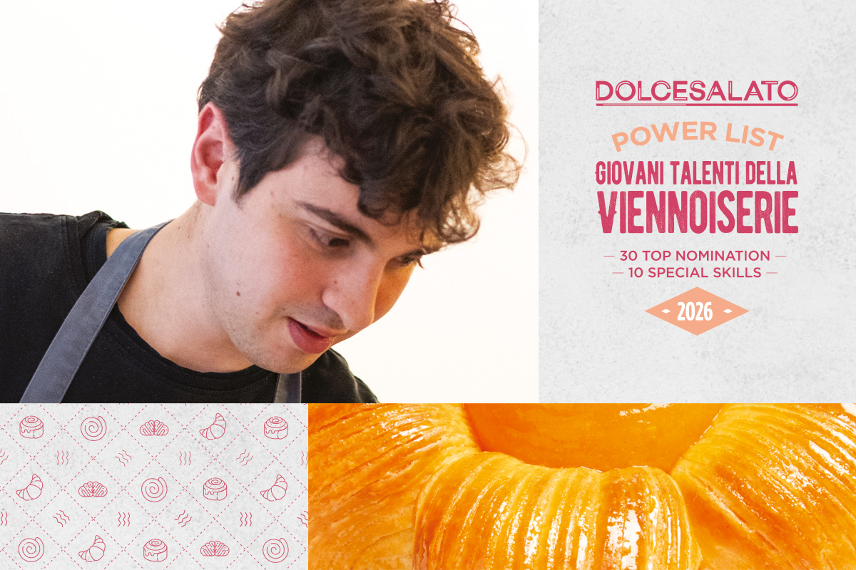Federico Marrone nella Power List Dolcesalato dei giovani talenti della viennoiserie 2026 con dettagli di pasticceria.