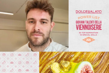 Leonardo Tiraboschi, giovane talento della viennoiserie, premiato nella Power List Dolcesalato 2026 con un croissant gourmet.