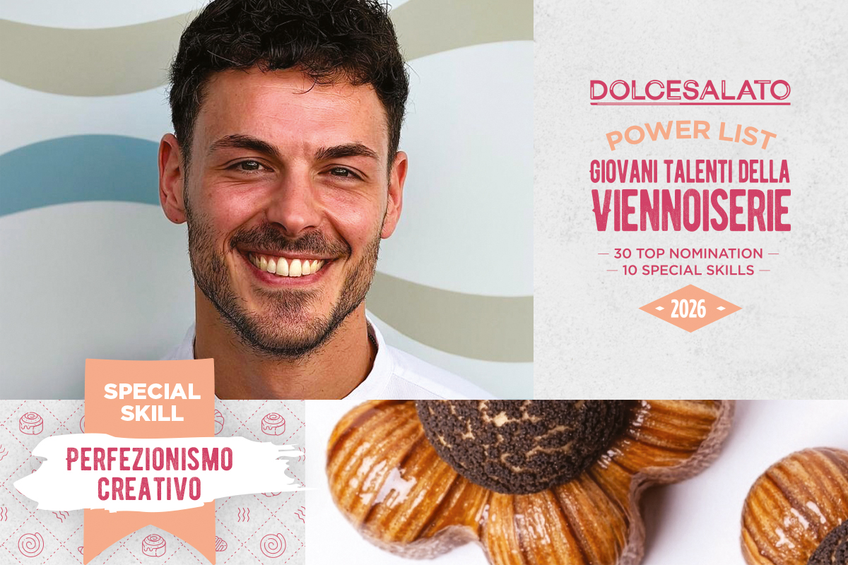 Luca Borgioli, giovane talento della viennoiserie, premiato per la sua special skill: perfezionismo creativo.