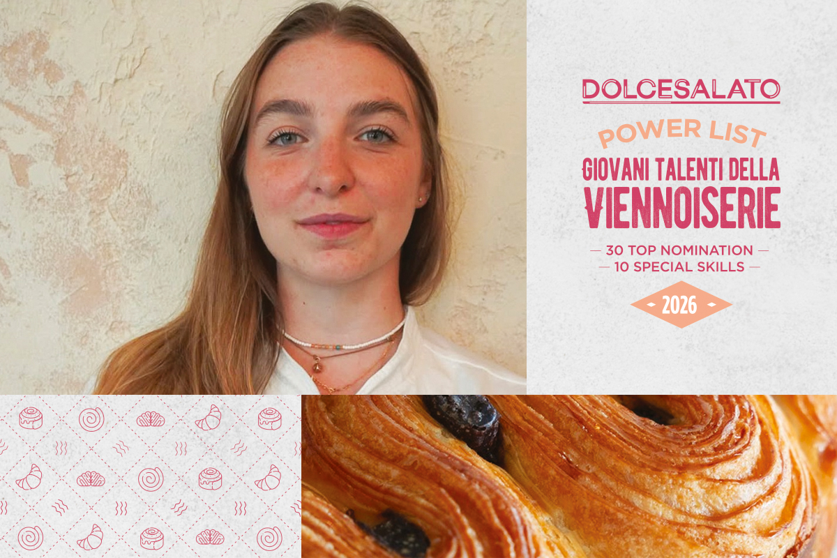 Silvia Dell’Acqua nella Power List Dolcesalato dei giovani talenti della viennoiserie 2026 con un pain au chocolat.