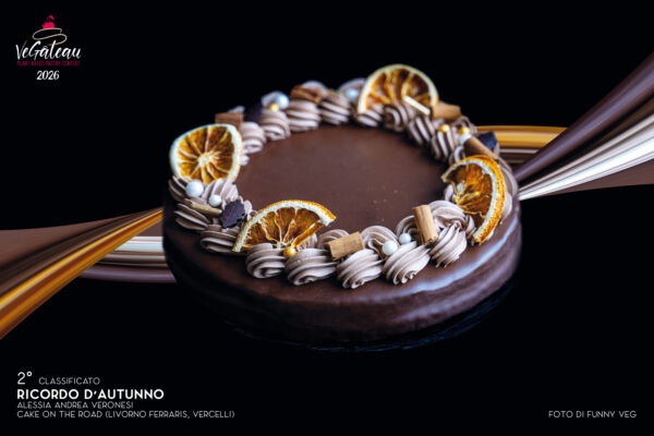 Torta vegana 2° classificato Vegâteau 2026: dolce cioccolato e arancia di Marco Merola