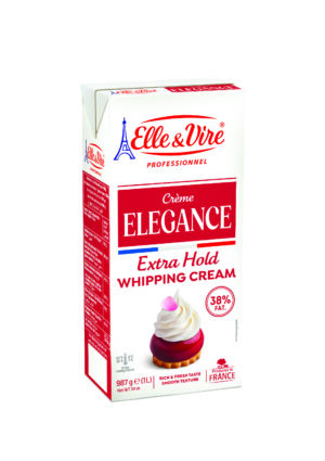 Panna da montare Elle & Vire Crème Elegance 38% grassi, 1 litro, ideale per profiterole e dessert.