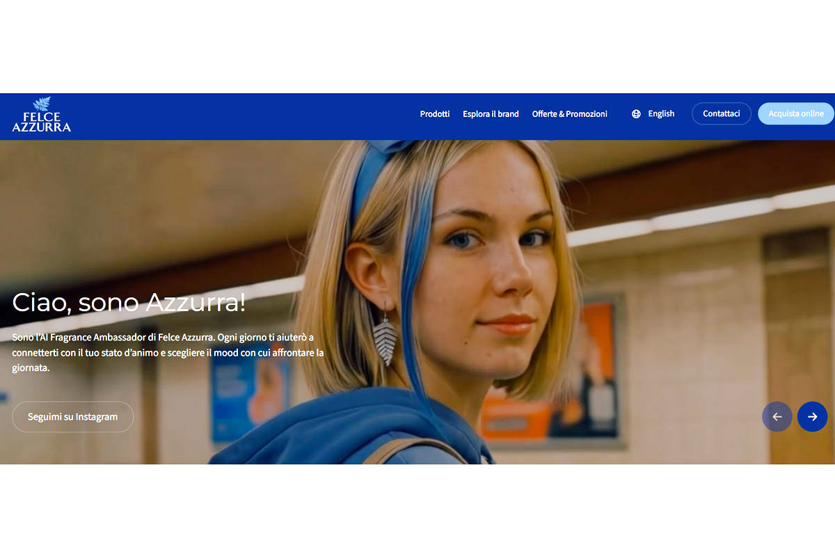 Avatar AI Azzurra di Felce Azzurra. Benessere e Gen Z.