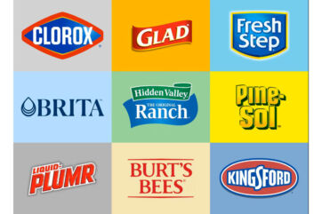 Loghi Clorox: calo vendite Q2. Marchi pulizia casa, cura personale: Clorox, Brita, Glad, Burt's Bees, Hidden Valley, Pine-Sol, Kingsford.