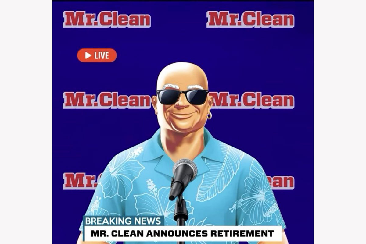Mr. Clean (Mastro Lindo) annuncia il ritiro. Campagna P&G per prodotti pulizia casa.