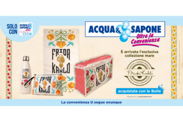 Collezione Frida Kahlo Acqua & Sapone. Asciugamano, borsa, borraccia. Programma loyalty, offerte e sconti.