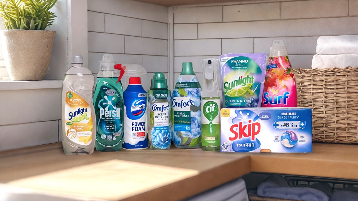 Prodotti Unilever Home Care: detersivi Sunlight, Persil, Skip, Surf, Cif, Comfort e Domestos. Pulizia e cura della casa.