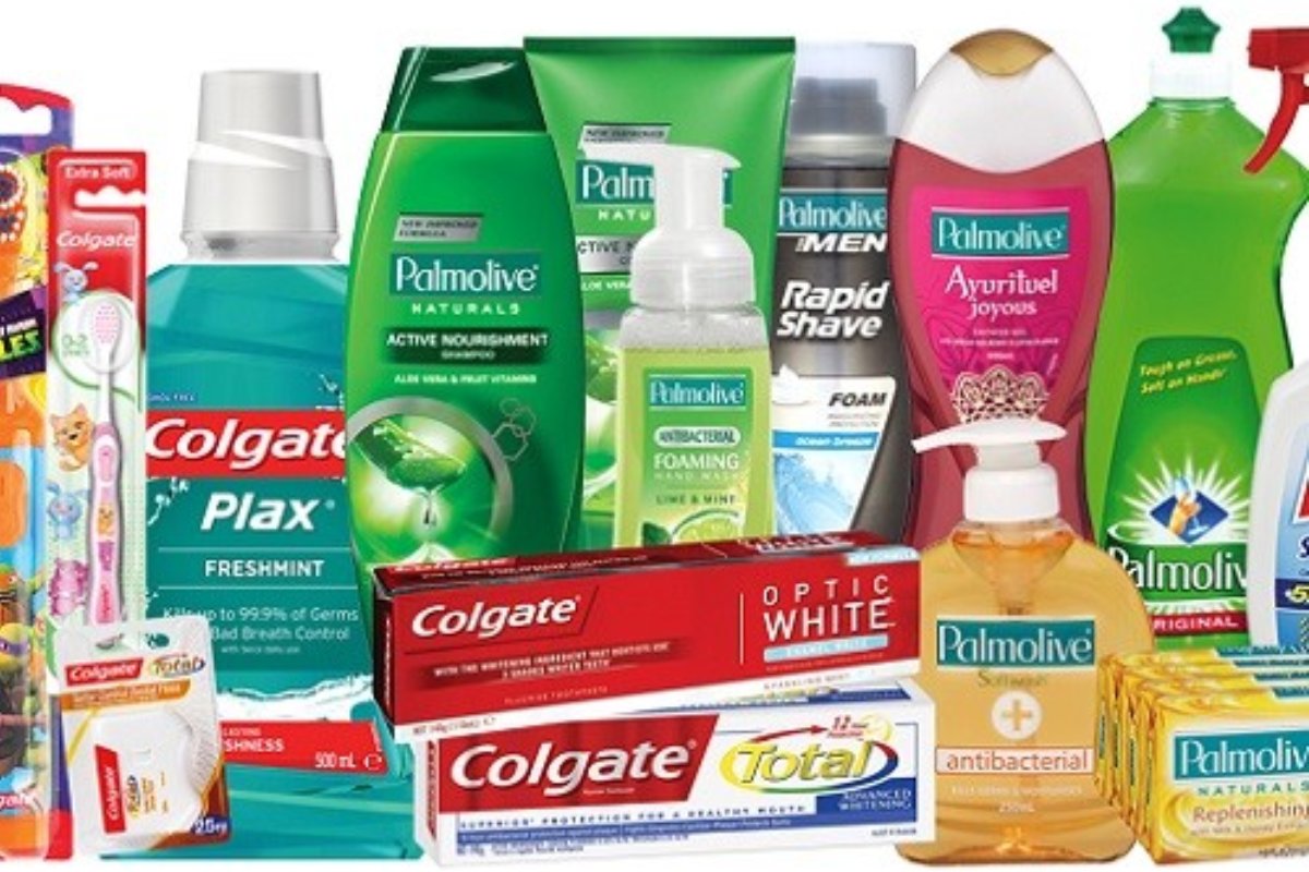 Prodotti Colgate-Palmolive: igiene orale (dentifricio, collutorio, spazzolino), sapone, shampoo, schiuma da barba.
