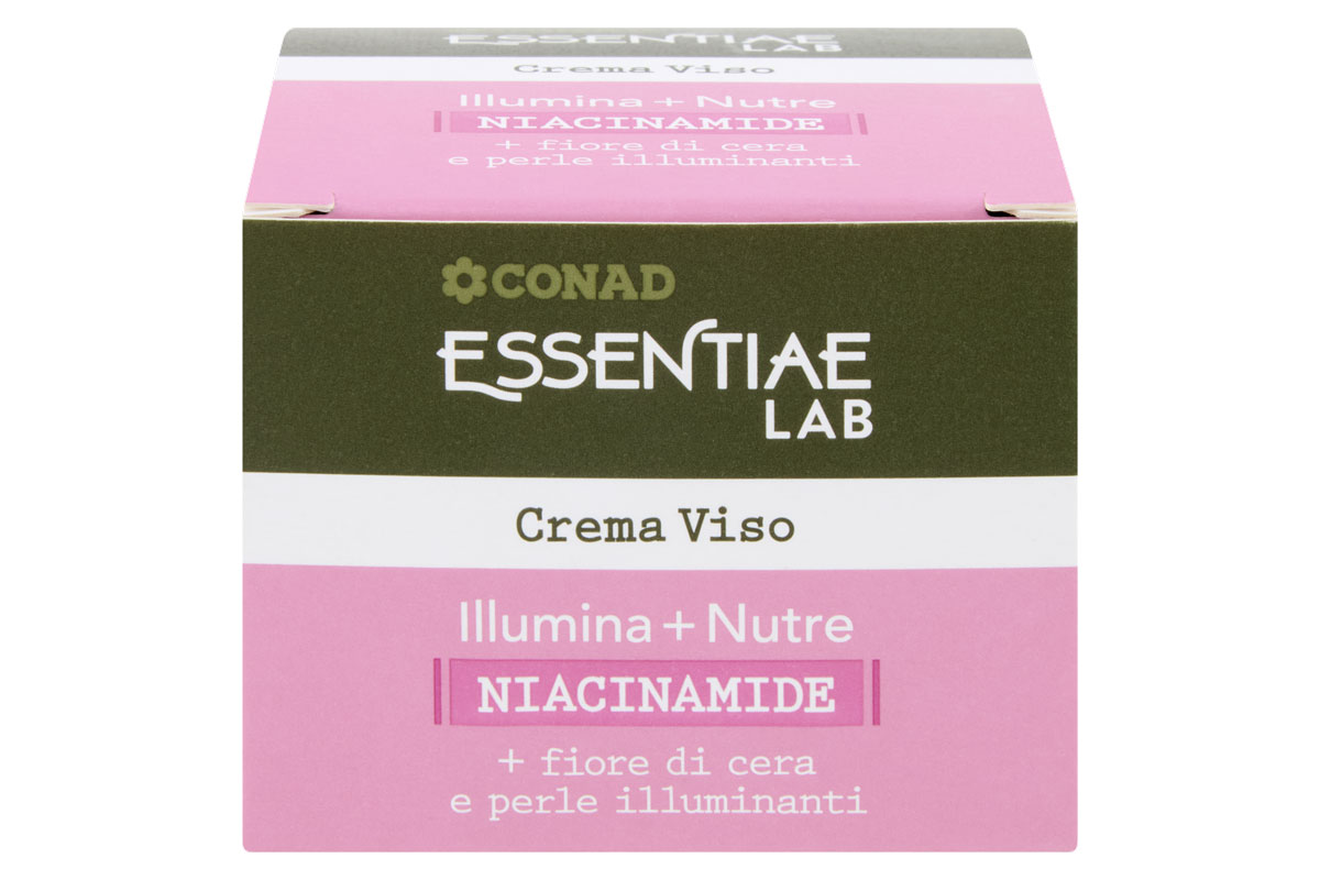 Conad Essentiae LAB: crema viso illuminante e nutriente con niacinamide. Beauty premium e democratico.