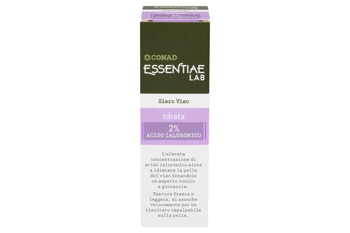 Siero viso Essentiae LAB Conad, con acido ialuronico al 2%. Idratazione per una pelle tonica e giovane. #beauty #skincare